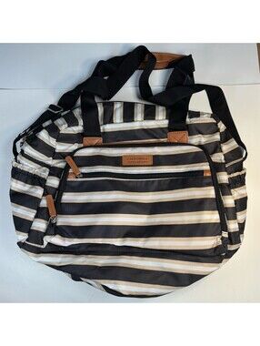 California Innovations Insulated Cooler Tote Bag Striped Black Tan Travel Lunch